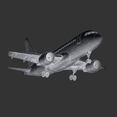 Airplane on dark background